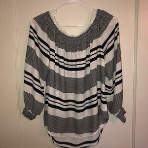 Express Striped Off-the-Shoulder Blouse